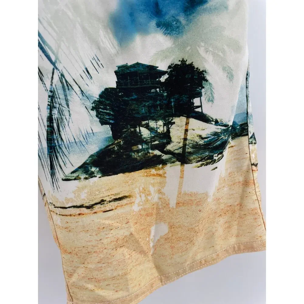 American Eagle Board Shorts Men’s XS Swimming Trunks Lined Tropical Bungalow